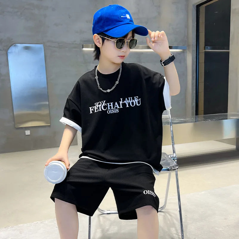 Boy Summer Clothes Fashion Short Sleeve Tracksuit