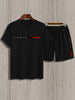 Short sleeved shorts summer men's fashion print round neck men's clothing with gangster handsome sports two-piece set
