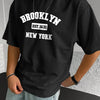 Men's summer 100% pure cotton fashionable casual loose sports Brooklyn pattern printed round neck short sleeved T-shirt top