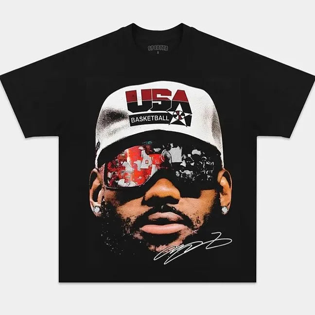 Men's Y2K T-Shirt Basketball Graphic Street Hip Hop Goth Summer Y2K Print Harajuku Short Sleeve Cotton Top Oversized T-Shirt Top