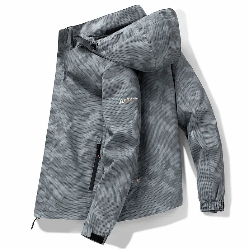 Spring Men's Windbreaker Loose Waterproof Hooded Coat Outdoor Leisure  Jacket Men's