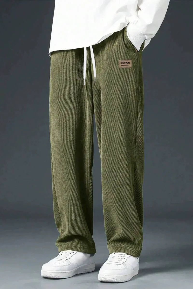 new style Men's corduroy loose European size hanging multi-functional casual straight leg pants, suitable for daily travel