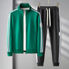Mens Casual Striped Contrast Sports Suit Mens Two-Piece Cardigan Zipper Sportswear Spring And Autumn Mens Sportswear Sports Suit