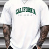 California Letter Printed Summer Men's Cotton Short Sleeve Casual Sports Tops Loose Large Comfortable Round Neck T-shirt