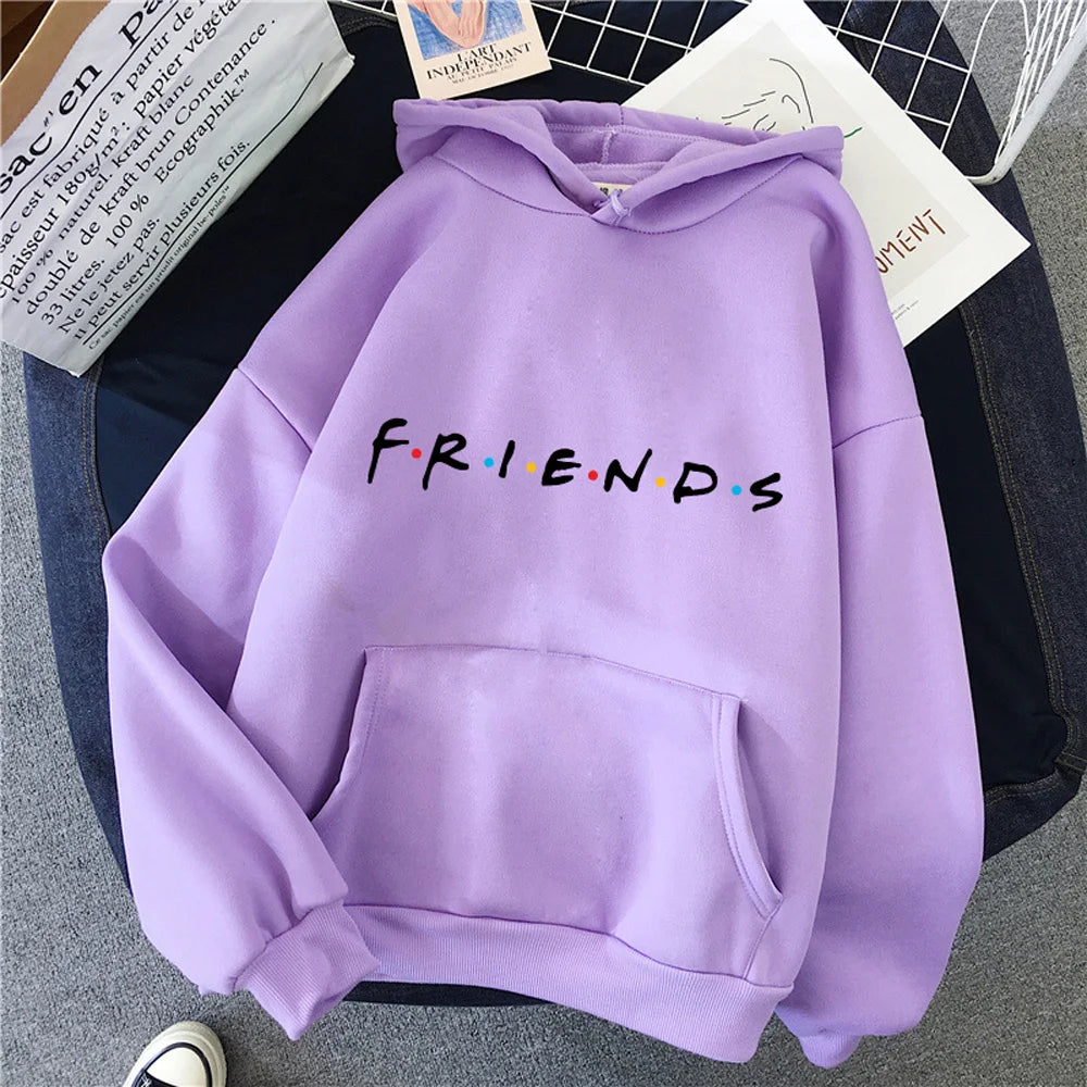 Spring Autumn Men Letter Printing Hoodie Fashion Friends Clothing Casual Hooded Tops Oversized Streetwear Male Solid Color