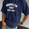 Men's summer 100% pure cotton fashionable casual loose sports Brooklyn pattern printed round neck short sleeved T-shirt top