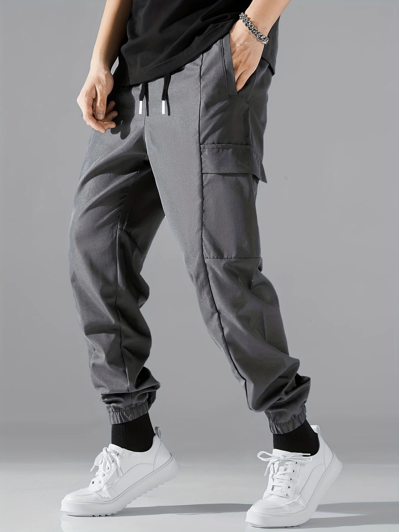 Men's Slacks, Spring and Autumn Thin Outdoor Pants, Youth Sportswear, Hiking Pants, Multi-Pocket Trousers
