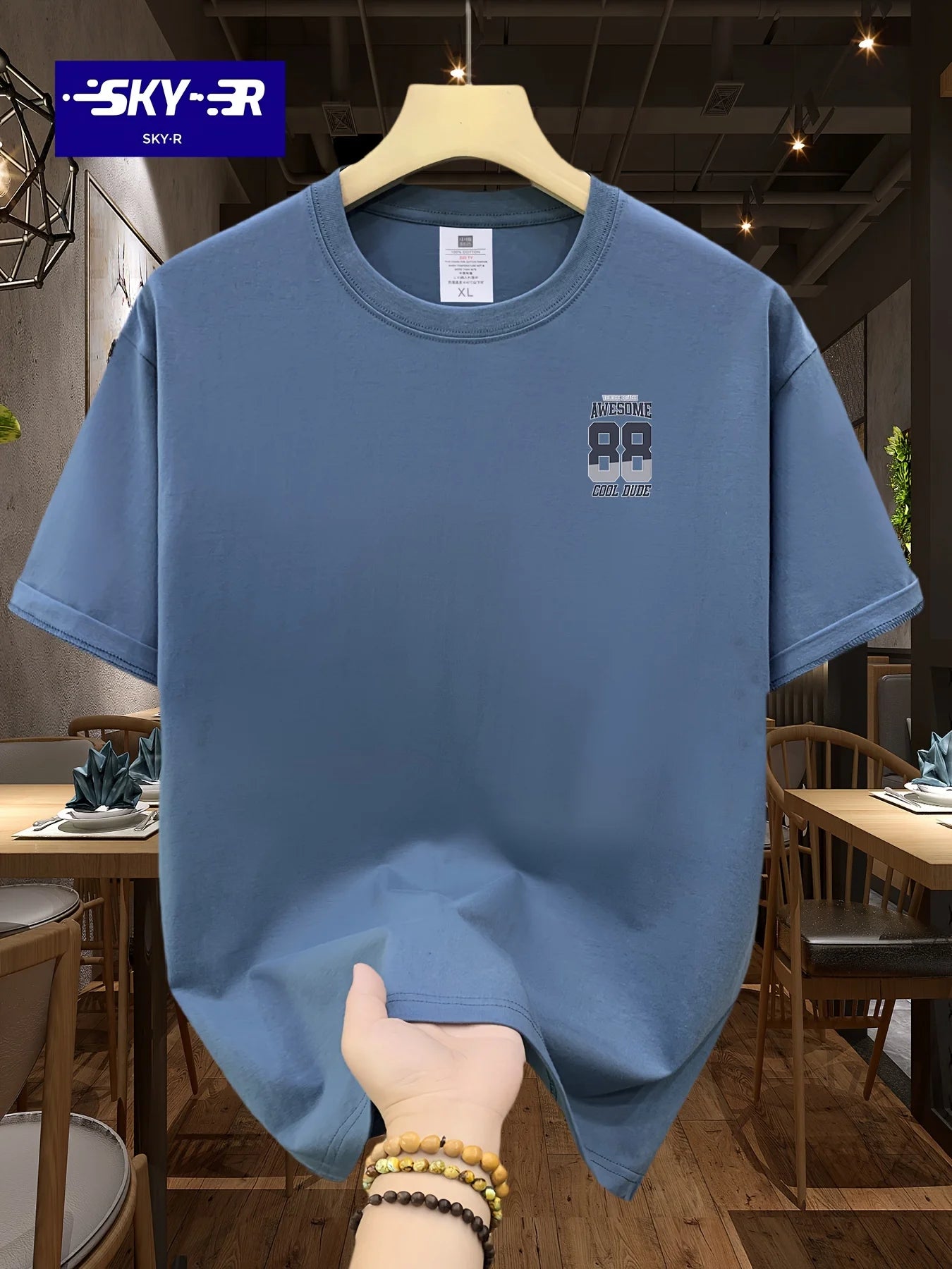 Men's summer 100 cotton fashionable casual loose solid color multi-color optional sports round neck short sleeved T-shirt top