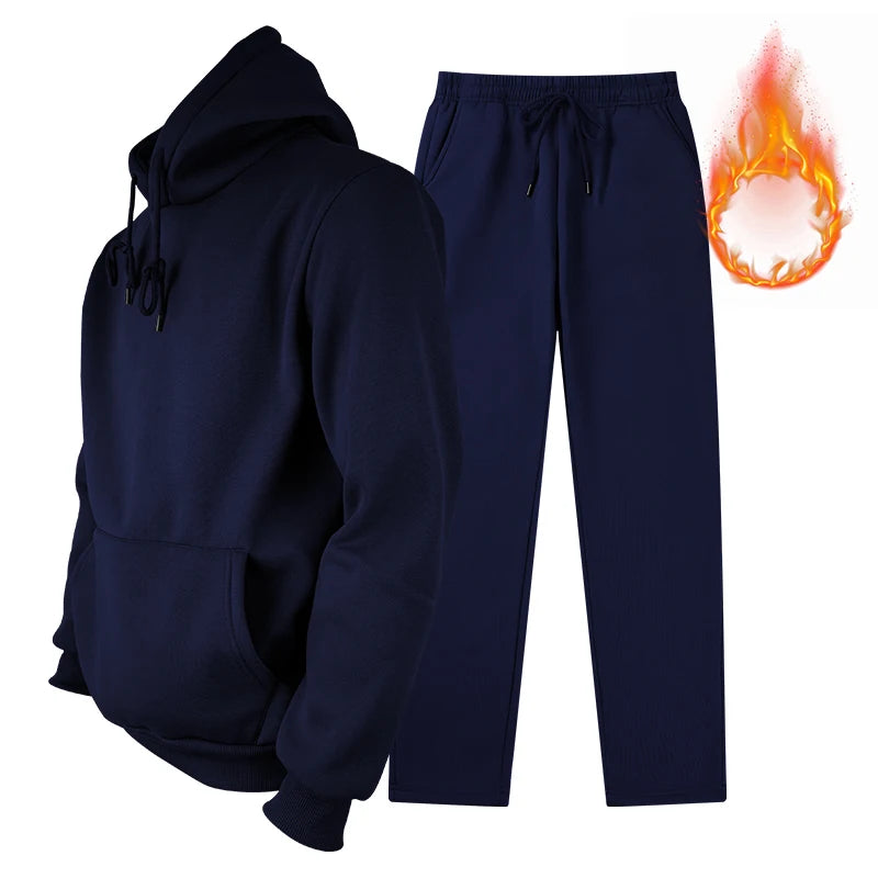 Tracksuit for Men 2 Pieces Fleece Hooded Outfit casual Sweatsuit Set Jogger Suit Outdoor Sportswear