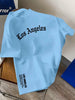 Los Angeles letter print men's summer 100% cotton fashion loose large size casual comfortable round neck short-sleeved top