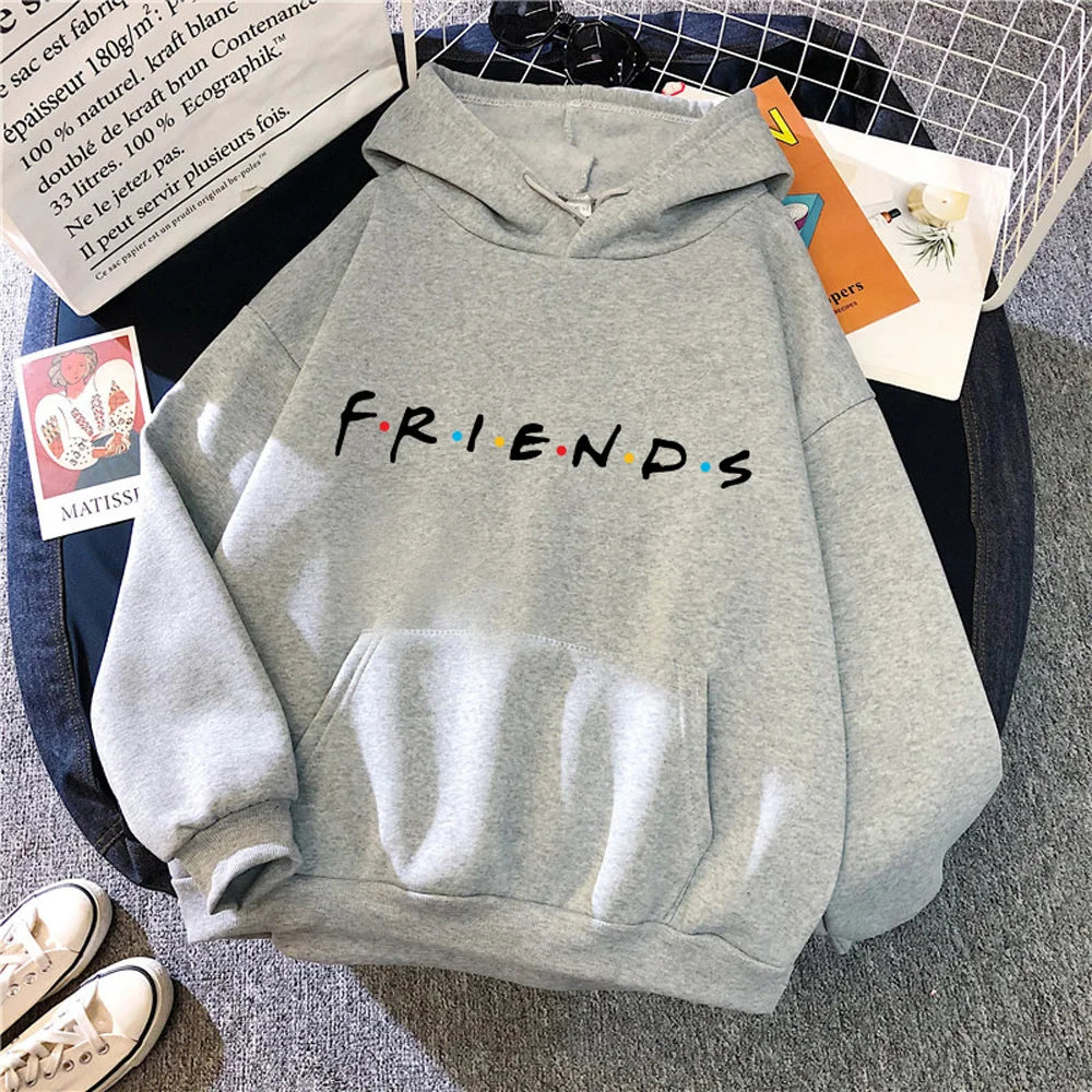 Spring Autumn Men Letter Printing Hoodie Fashion Friends Clothing Casual Hooded Tops Oversized Streetwear Male Solid Color
